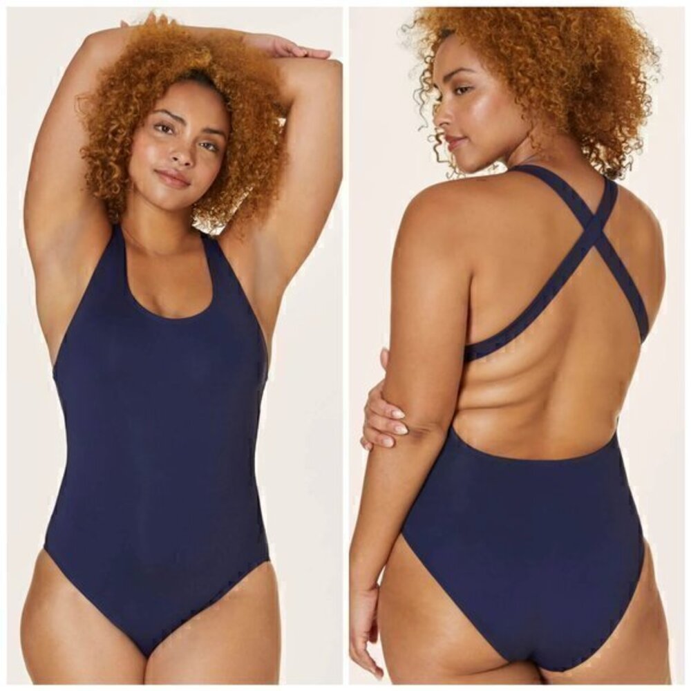 Andie Swim The Tulum Navy One Piece Swimsuit Size L NWT